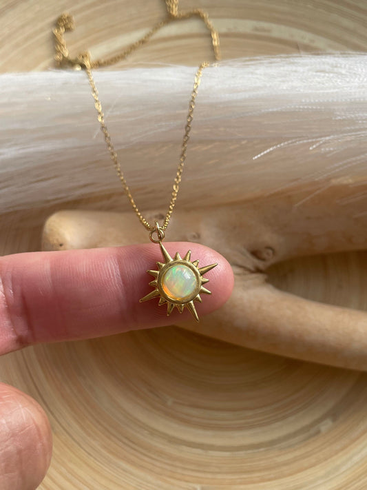 Fire Opal Star Necklace~ December Birthstone
