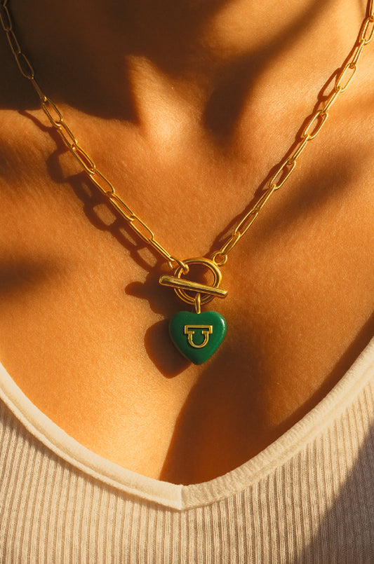 Personalized Zodiac Initial Heart ~ Jade Necklace