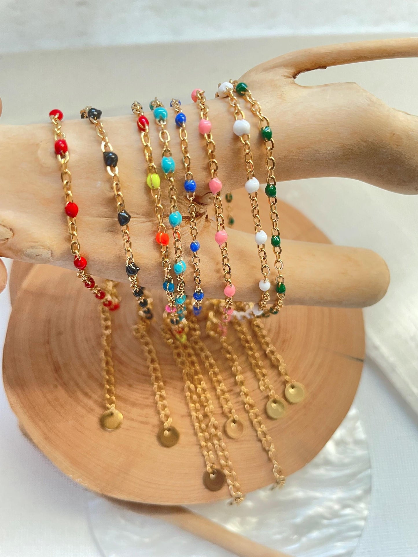 Beaded Dainty Enamel Bead Bracelet~ Layering bracelet