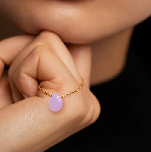 Rose Quartz Teardrop Minimalist Necklace