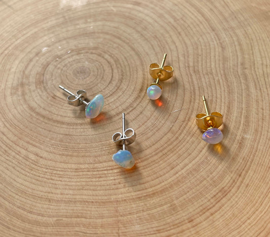 Opal Stud Earrings, Fire opal