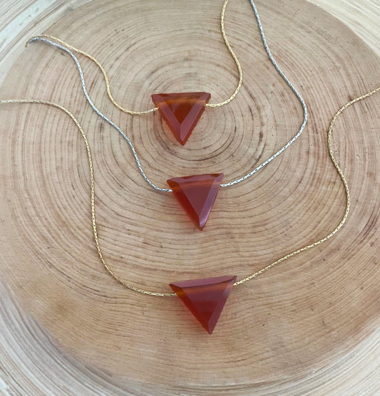 Carnelian Triangular Pendant Necklace