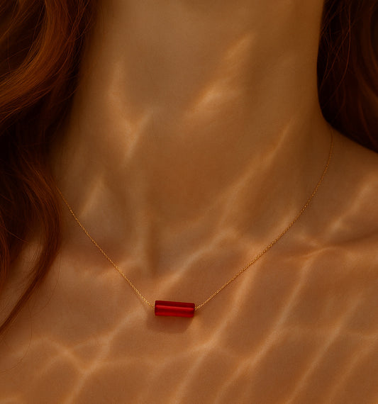 Carnelian Tiny Bar Pendant Necklace