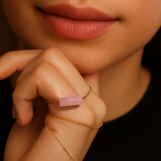 Pink Quartz- Rose Quartz Gemstone Crystal Necklace |