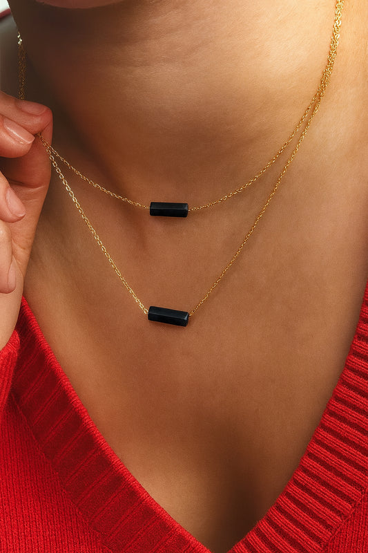Obsidian Bar Pendant Necklace