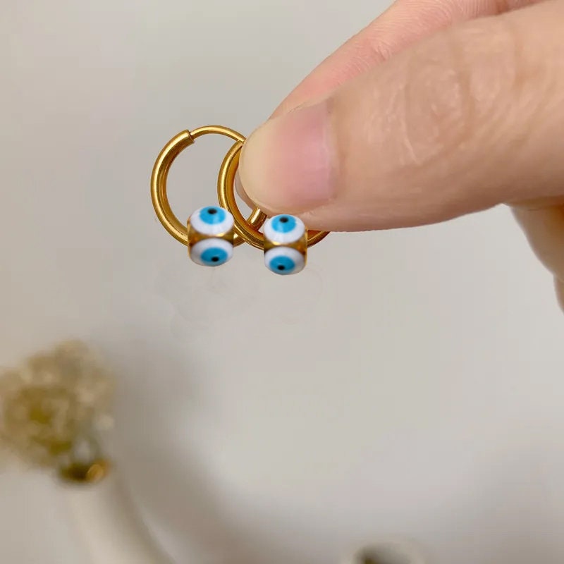 Evil Eye Gold Hoop Earrings