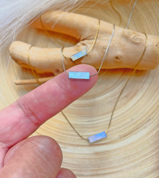 moonstone small rectangle bar necklace minimalist