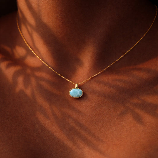 Larimar Pendant Gold Necklace