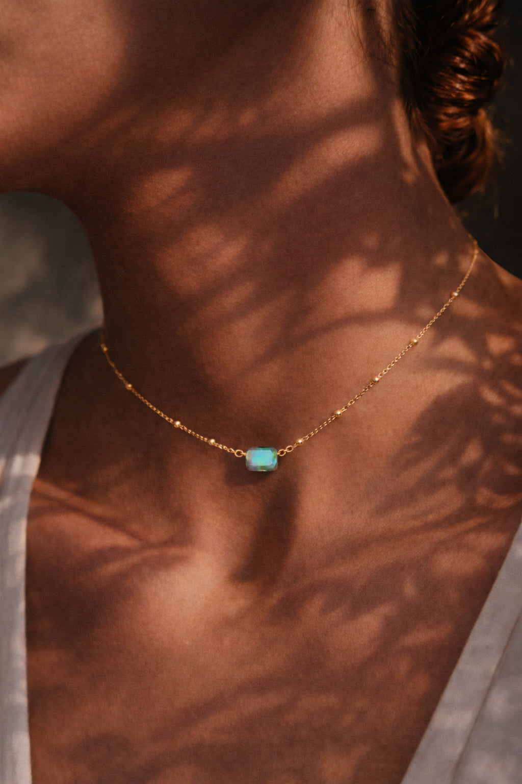 Dainty Labradorite Bead Chain Necklace