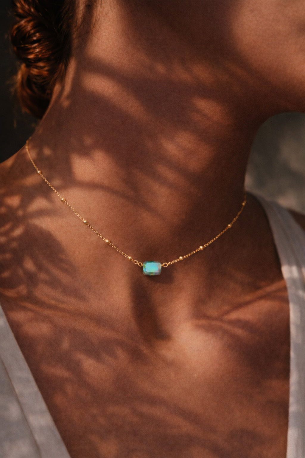Dainty Labradorite Bead Chain Necklace