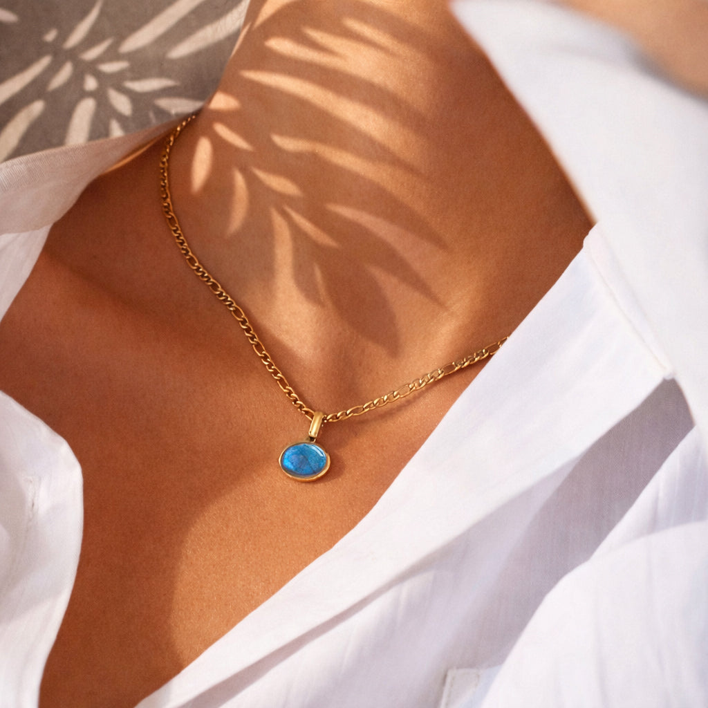 Labradorite Gold Chain Necklace