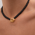 Obsidian Bead Toggle Clasp Necklace