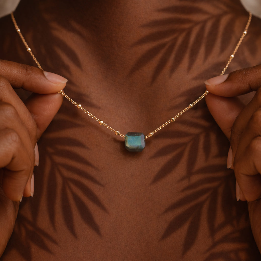 Dainty Labradorite Bead Chain Necklace