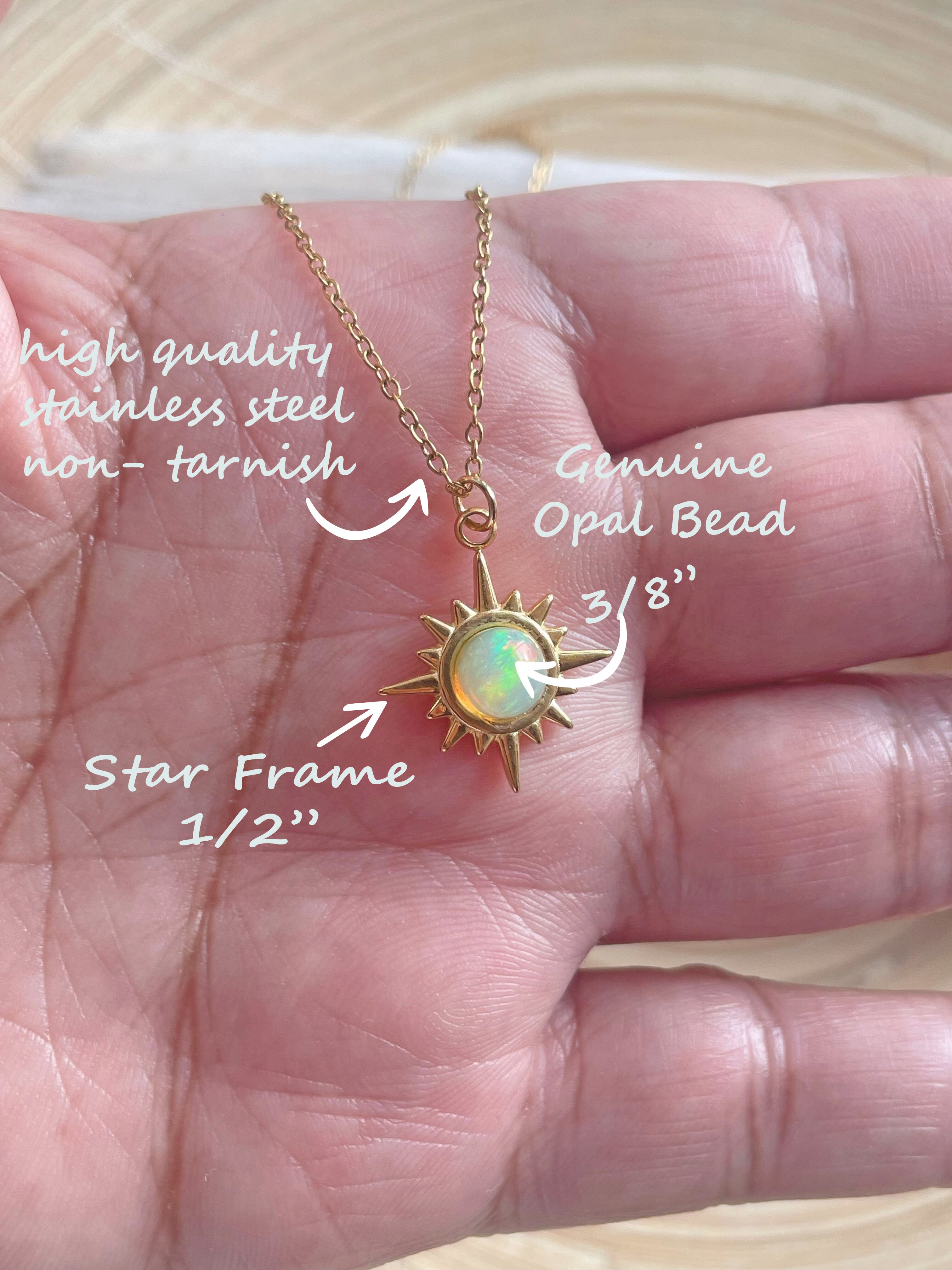 Fire Opal Star Necklace~ December Birthstone