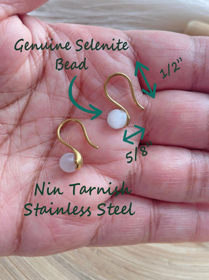 Selenite Huggie Earrings