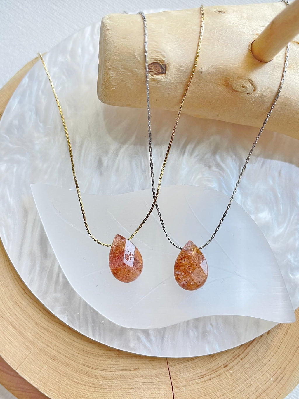 Sunstone Teardrop Necklace