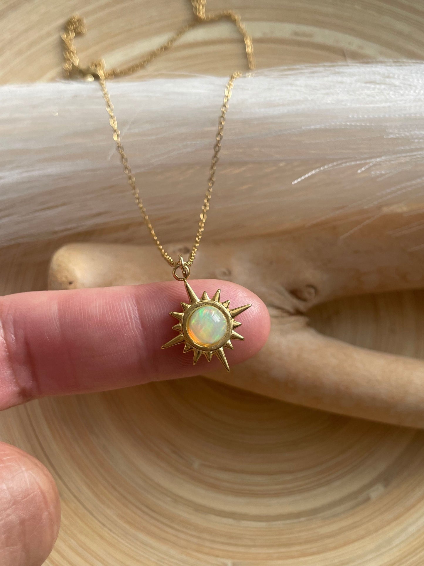 Fire Opal Star Necklace~ December Birthstone
