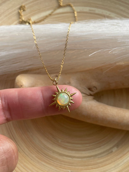 Fire Opal Star Necklace~ December Birthstone