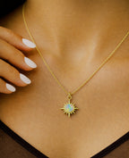 Fire Opal Star Necklace~ December Birthstone