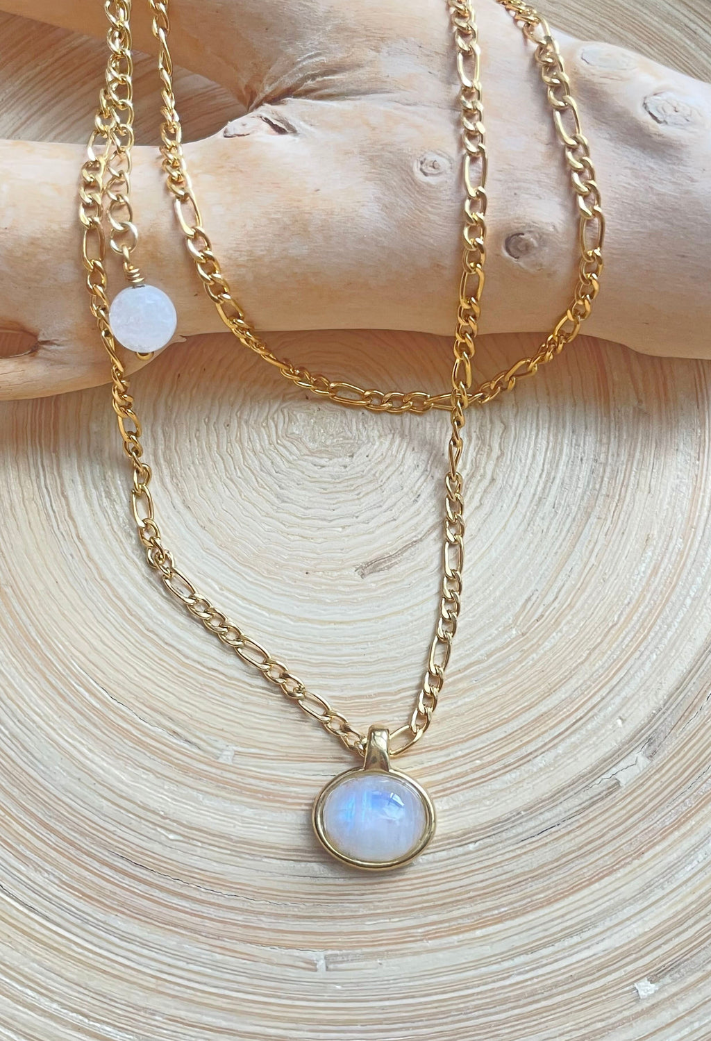 Moonstone Gold Pendant Necklace