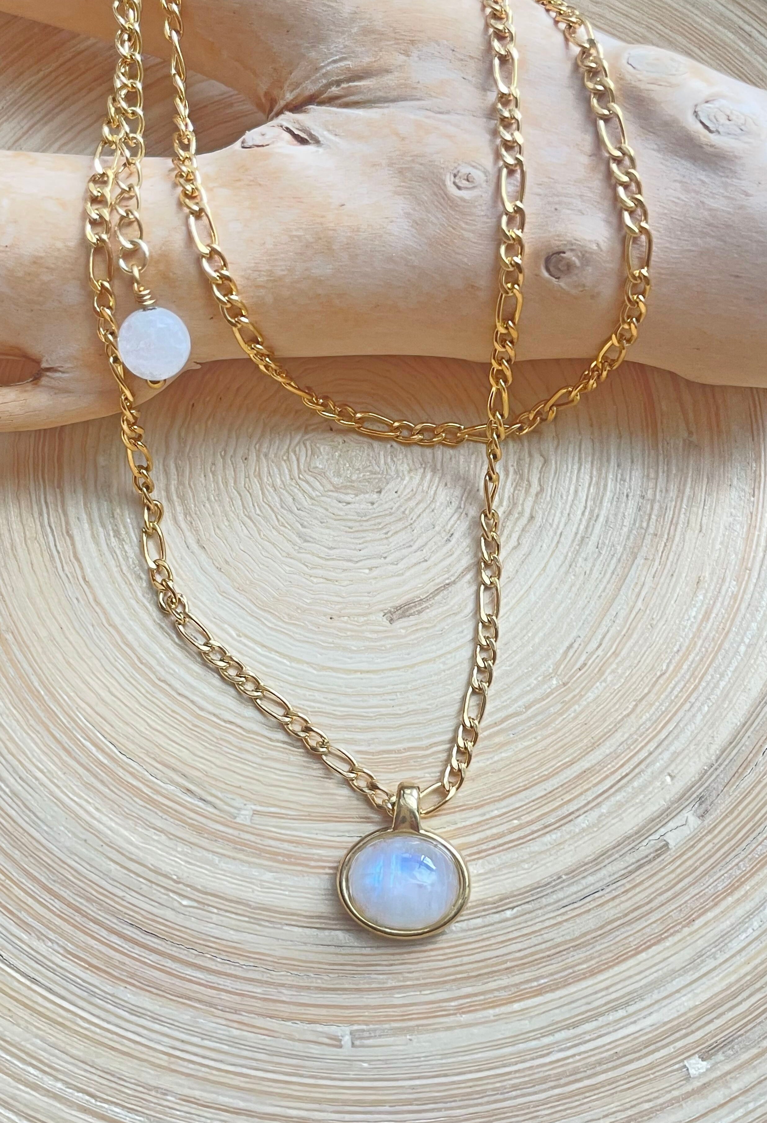Moonstone Gold Pendant Necklace