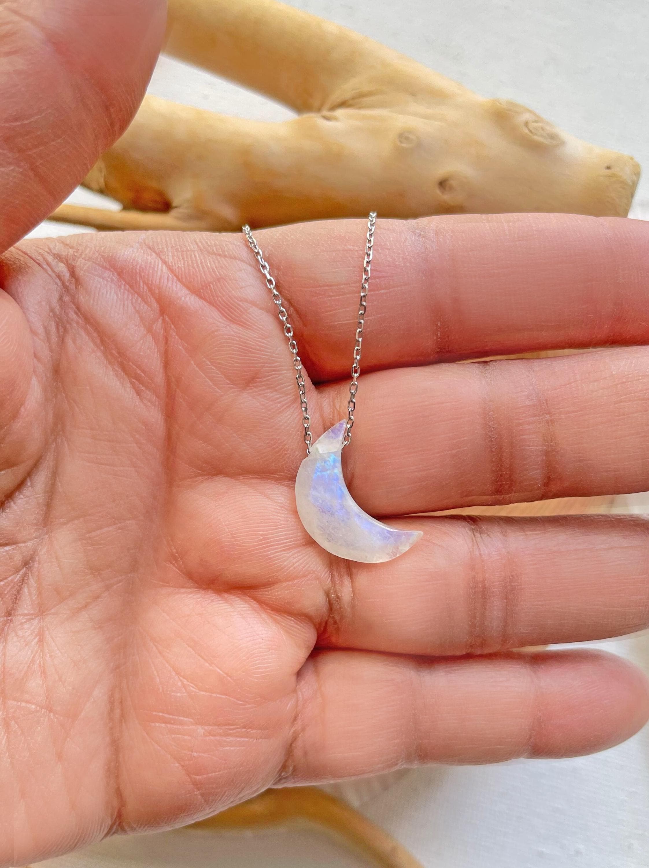 Moonstone Moon Pendant Necklace