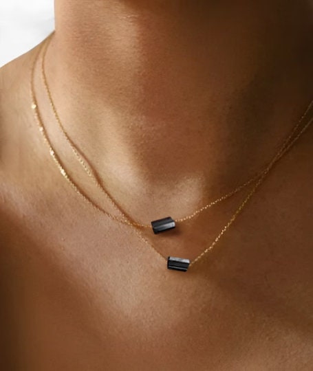 Black Tourmaline - Raw Crystal Necklace