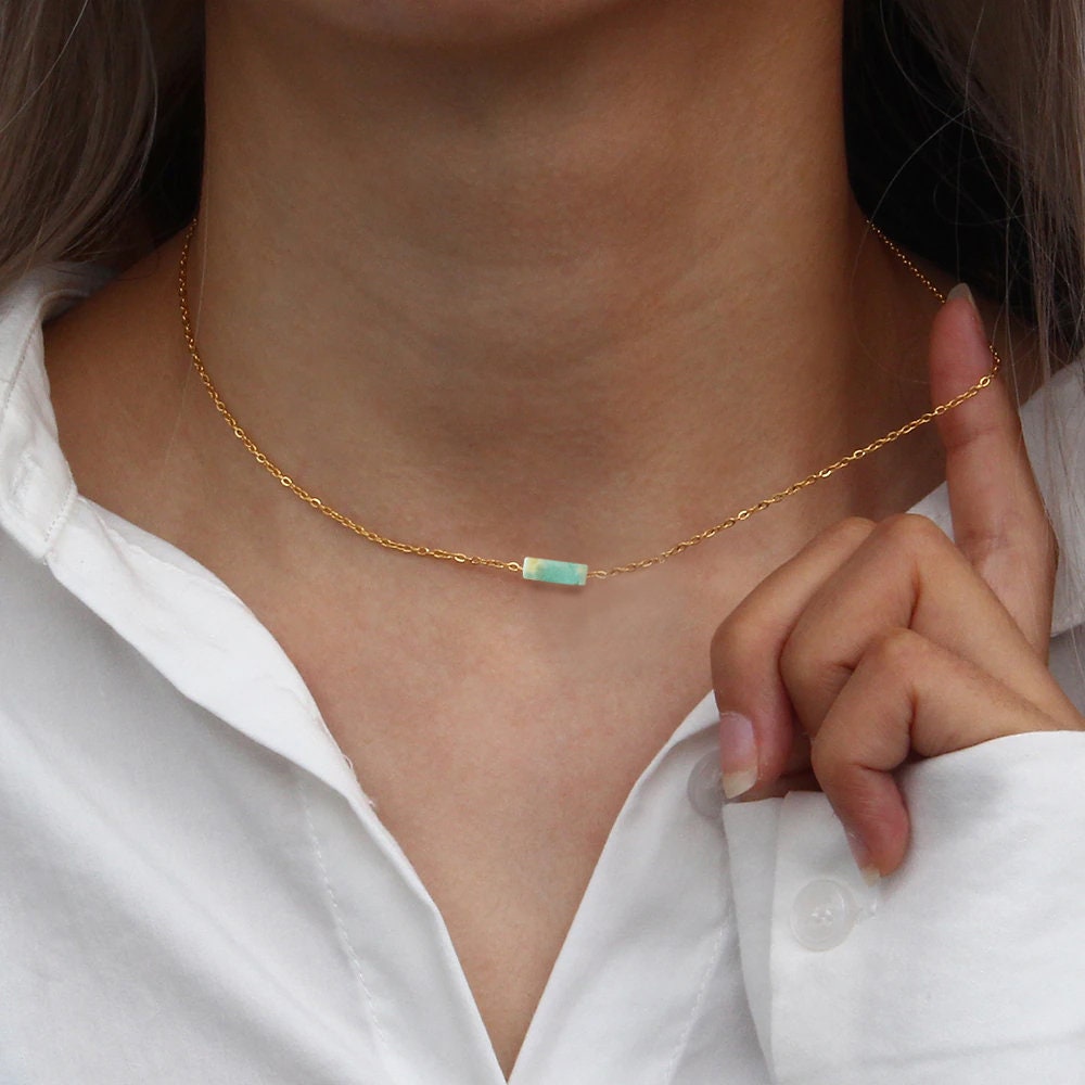 Amazonite Pendant Minimalist Necklace