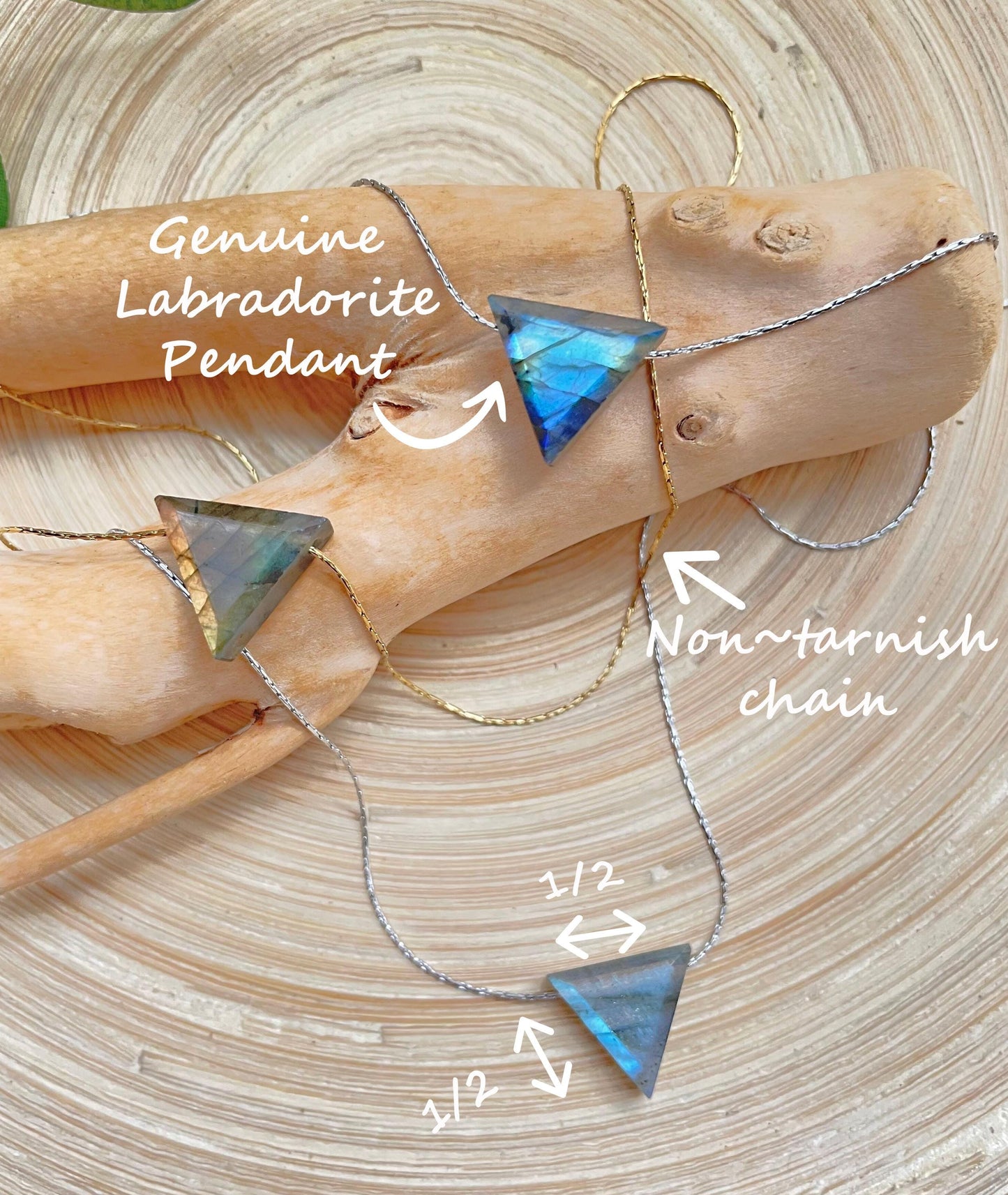 Labradorite Triangular Pendant Necklace