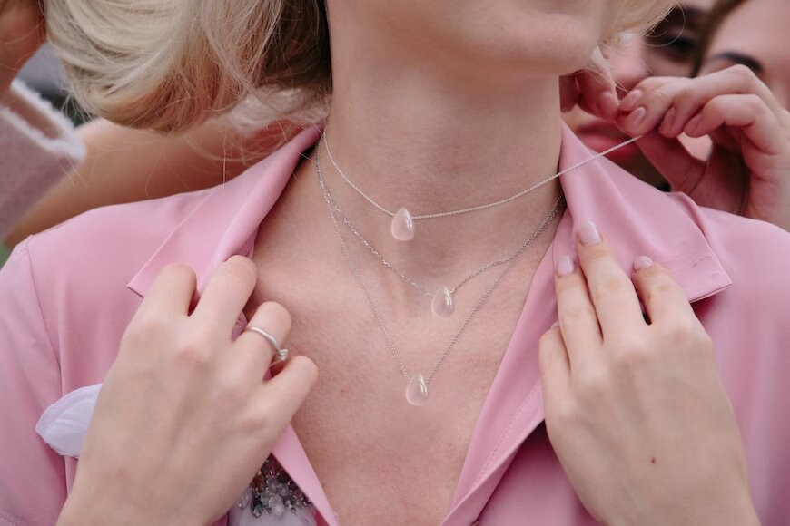 Rose  Quartz Teardrop Minimalist Necklace