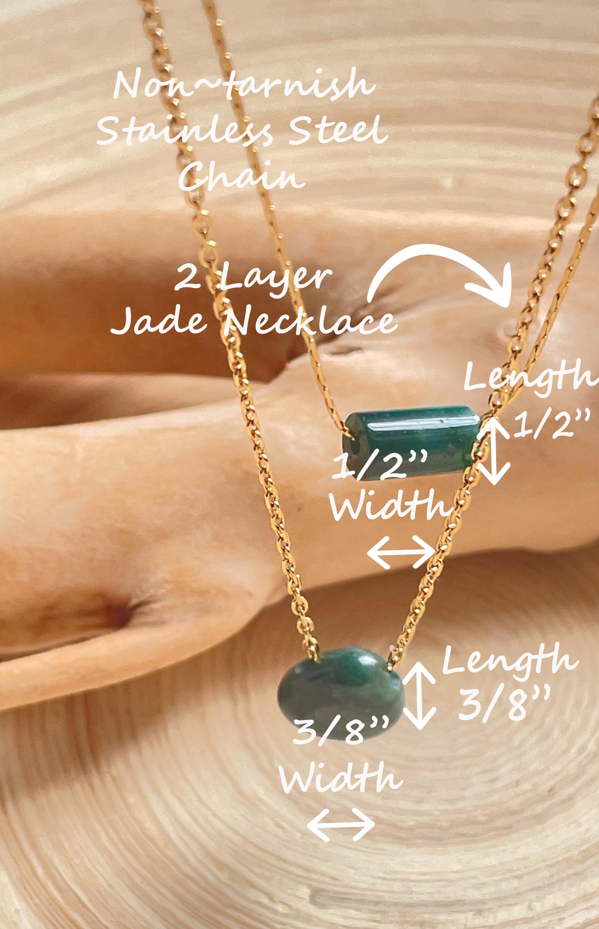 Jade Minimalist Crystal Two Layer Necklace 14K Gold Plated, Gemstone Jewelry for Her, Jade Layered Dainty Necklace , Crystal Necklaces