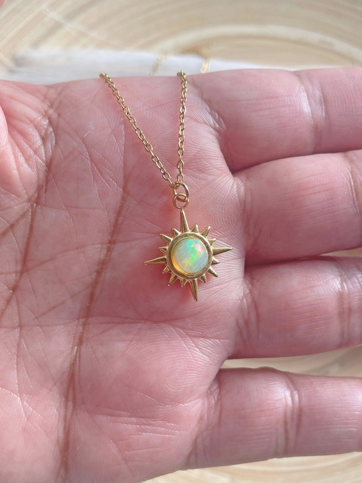 Fire Opal Star Necklace~ December Birthstone