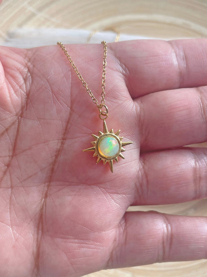 Fire Opal Star Necklace~ December Birthstone