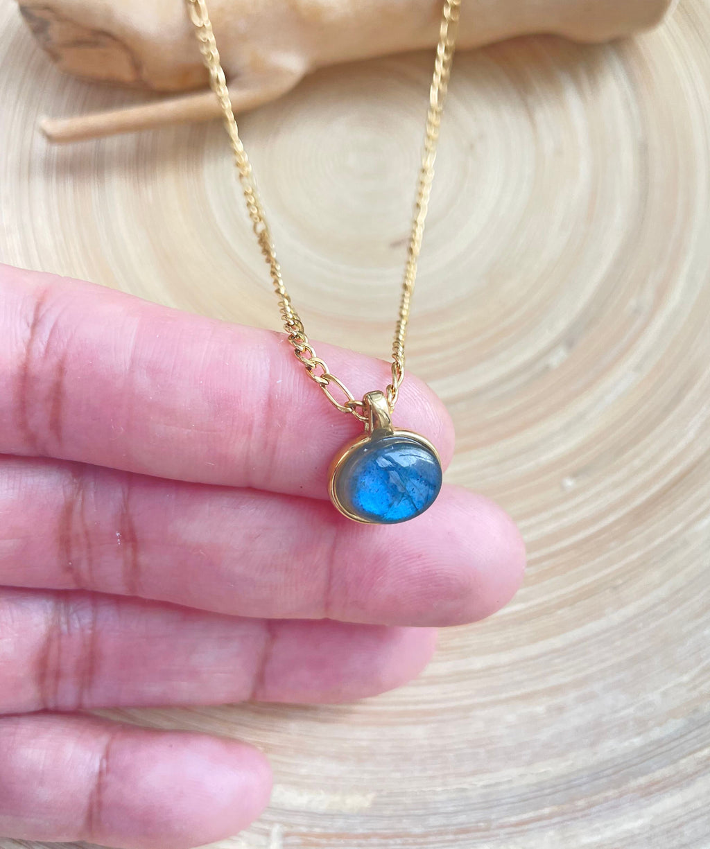 Labradorite Gold Chain Necklace