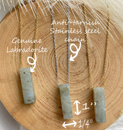 Labradorite Pendant Bar Necklace