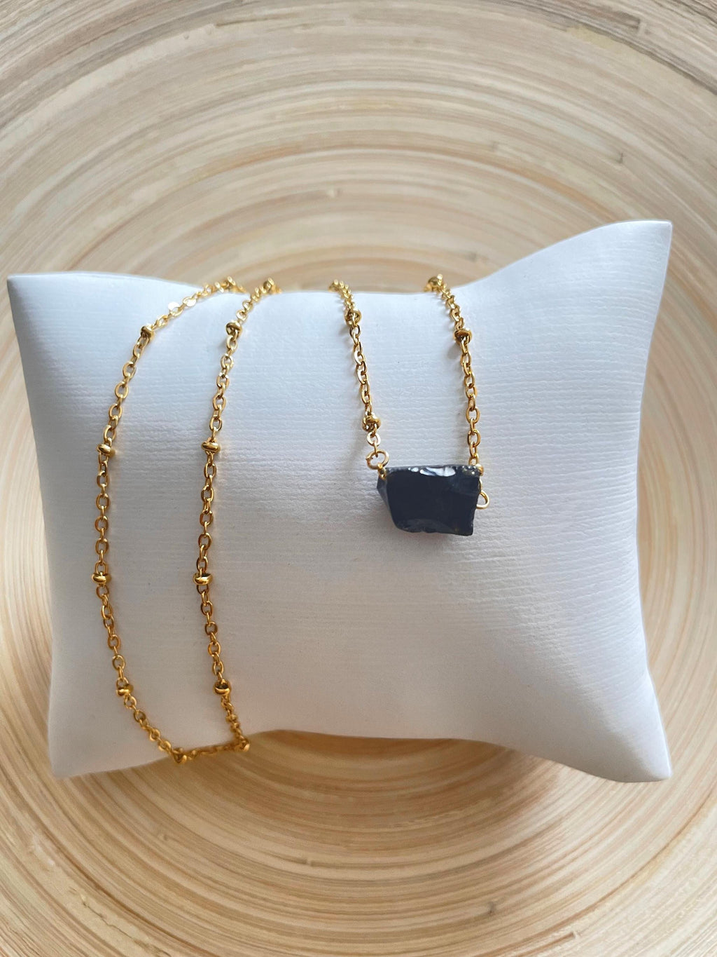 Raw Obsidian Stone Necklace