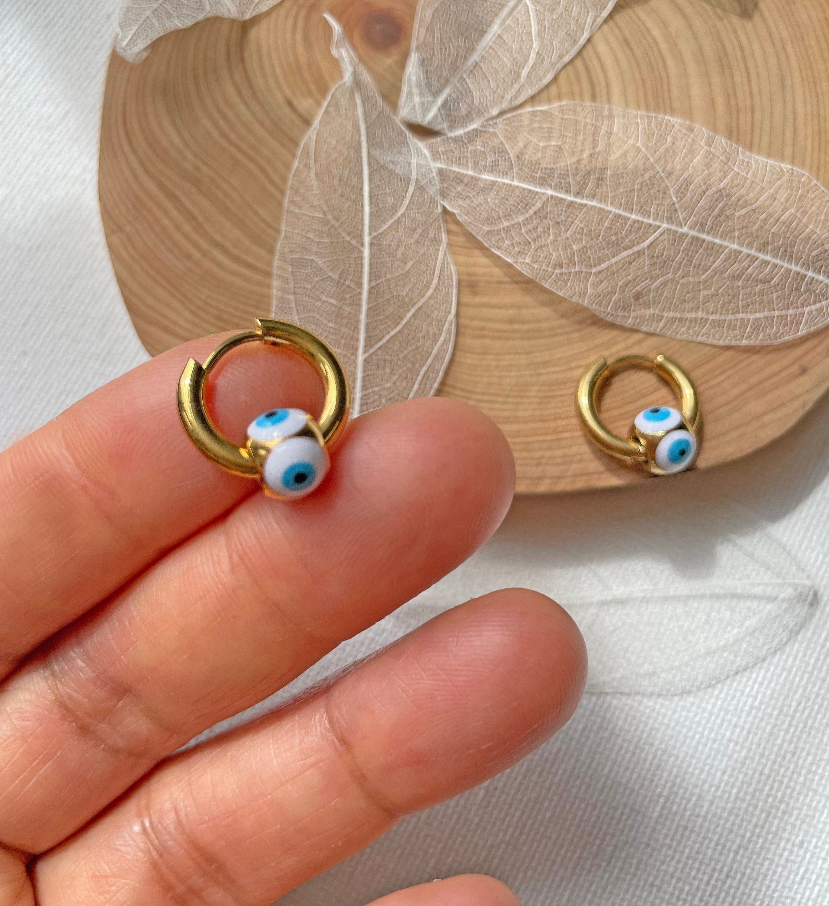 Evil Eye Gold Hoop  Earrings