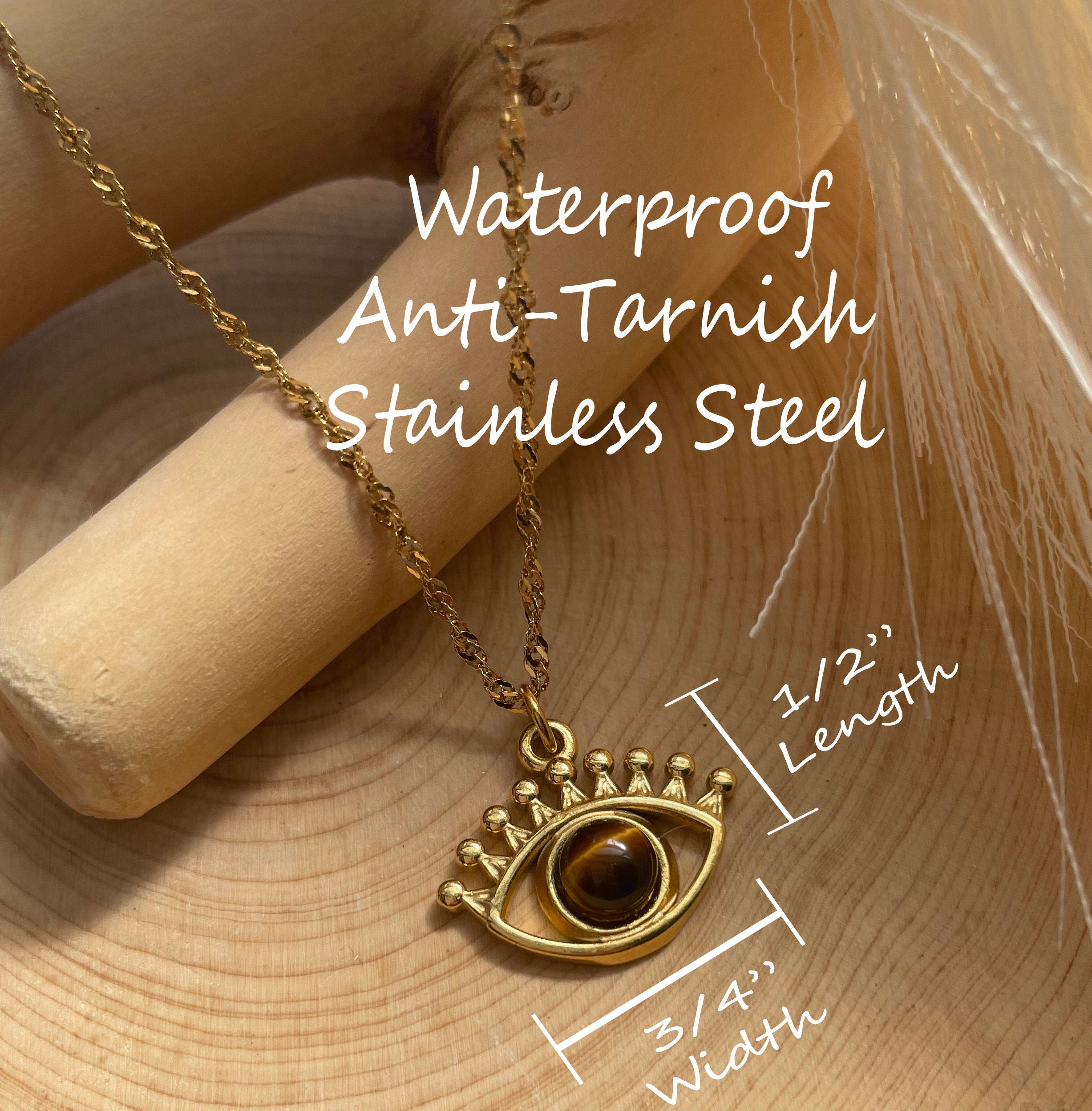 Tigers Eye Evil Eye Stone Necklace
