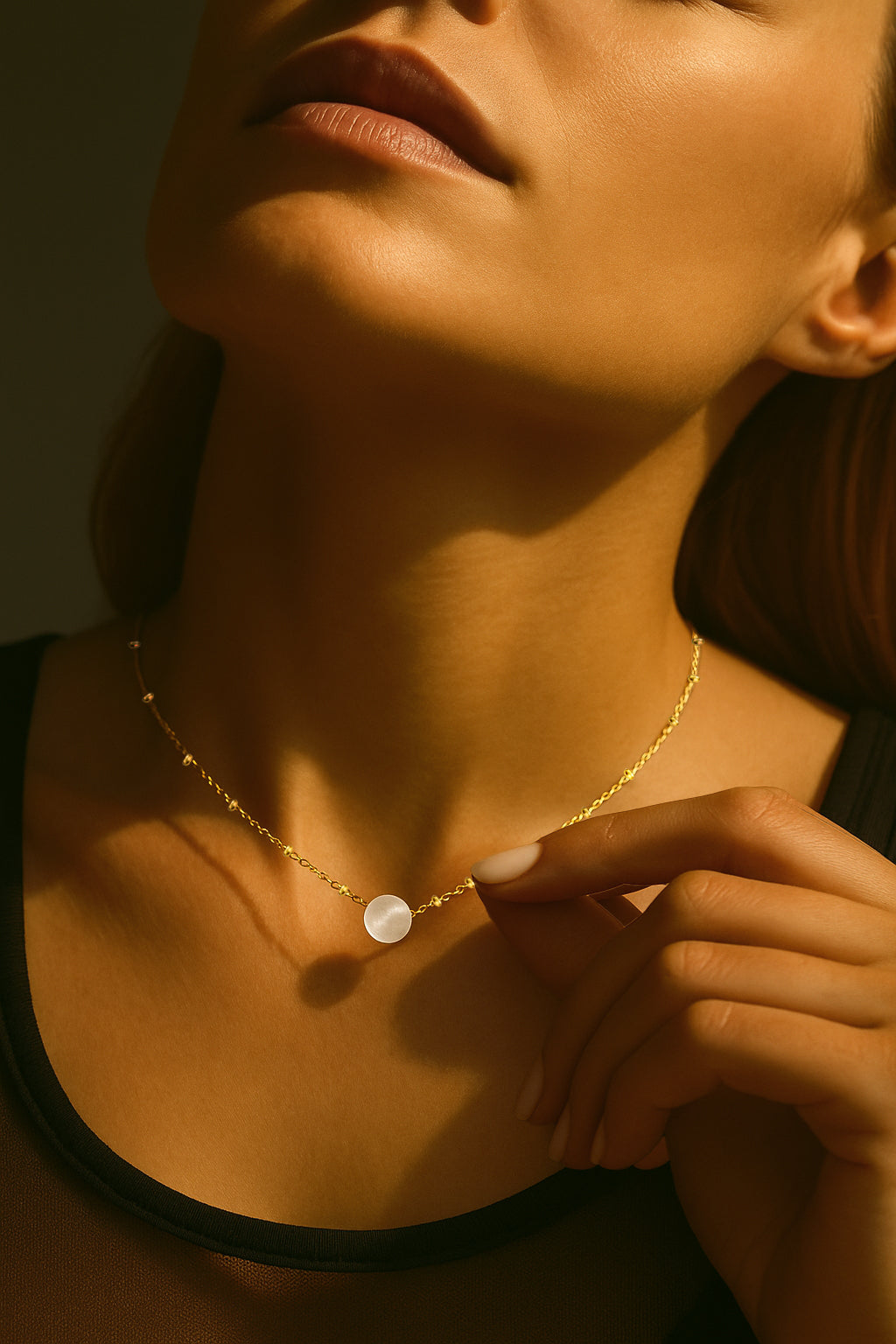Selenite Minimalist Crystal Necklace 14K Gold Plated,