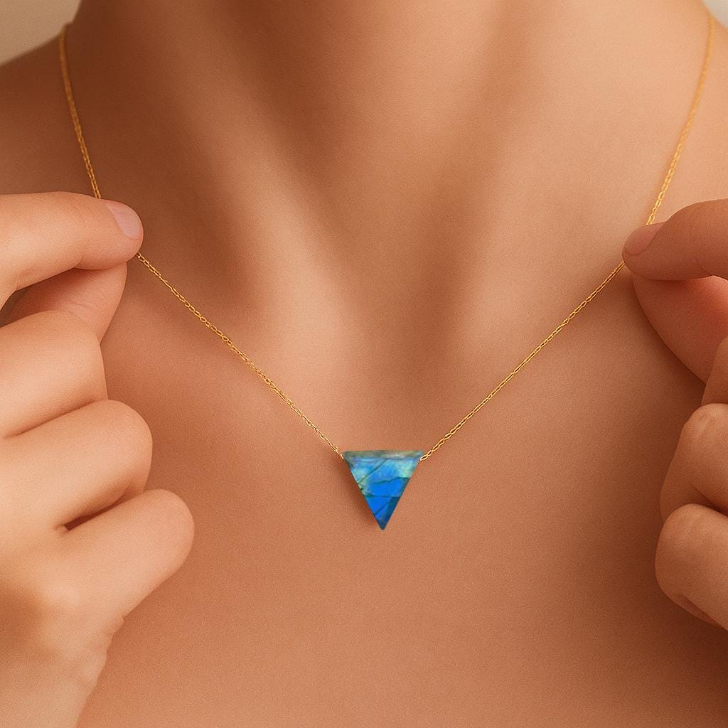 Labradorite Triangular Pendant Necklace