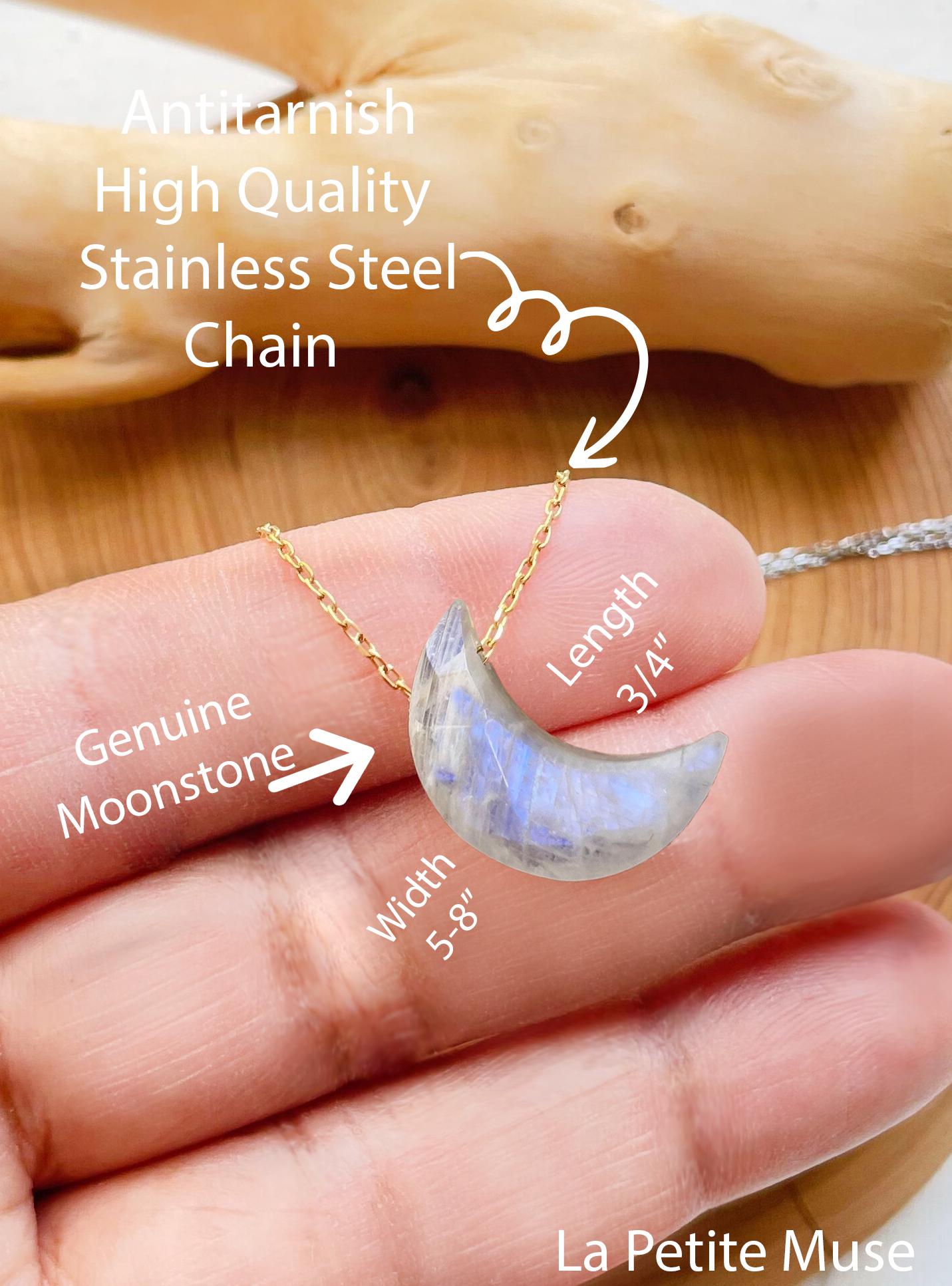 Moonstone Moon Pendant Necklace