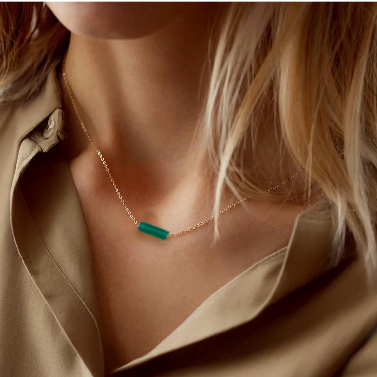 Jade Gold Minimalist Necklace