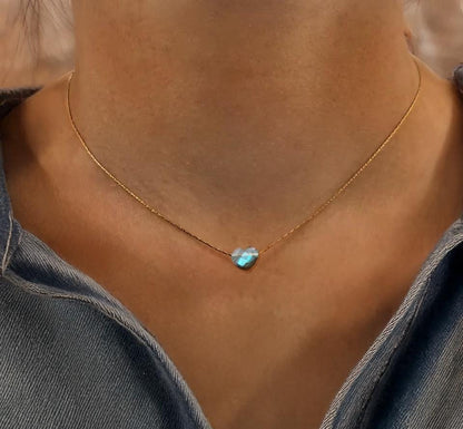 Labradorite Minimalist Crystal Heart Necklace 1