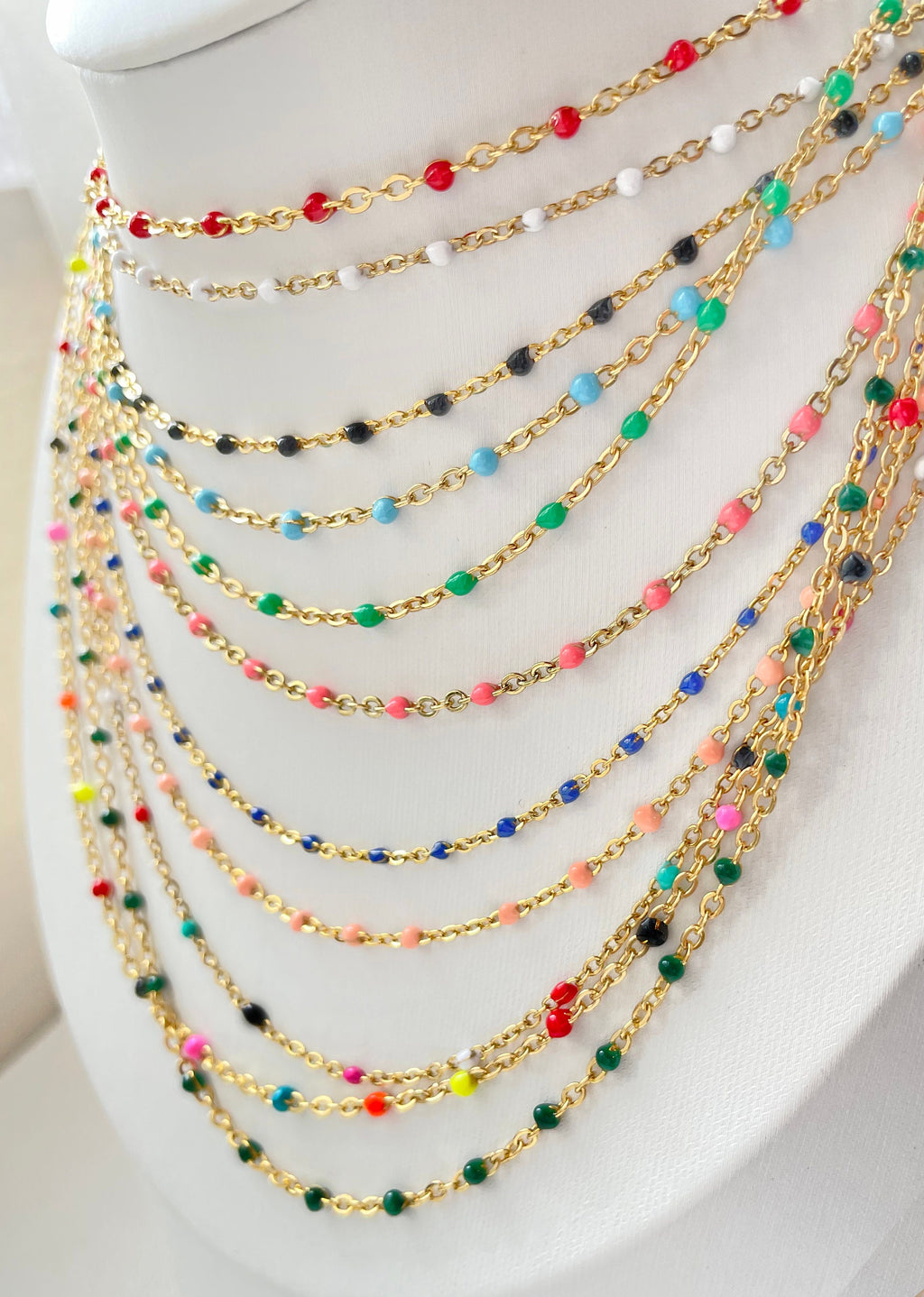 Dainty Enamel tiny Bead Necklace