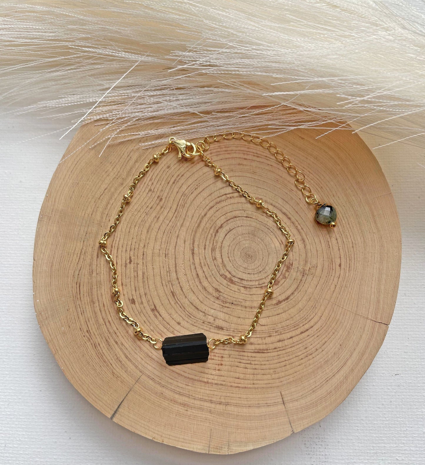 Black Tourmaline Bracelet Raw Crystal , Genuine Black Tourmaline adjustable Bracelet, Black Tourmaline Protection Stone