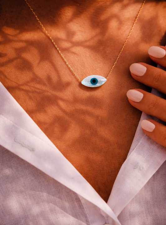 Pearlized Evil Eye Minimalist Necklace