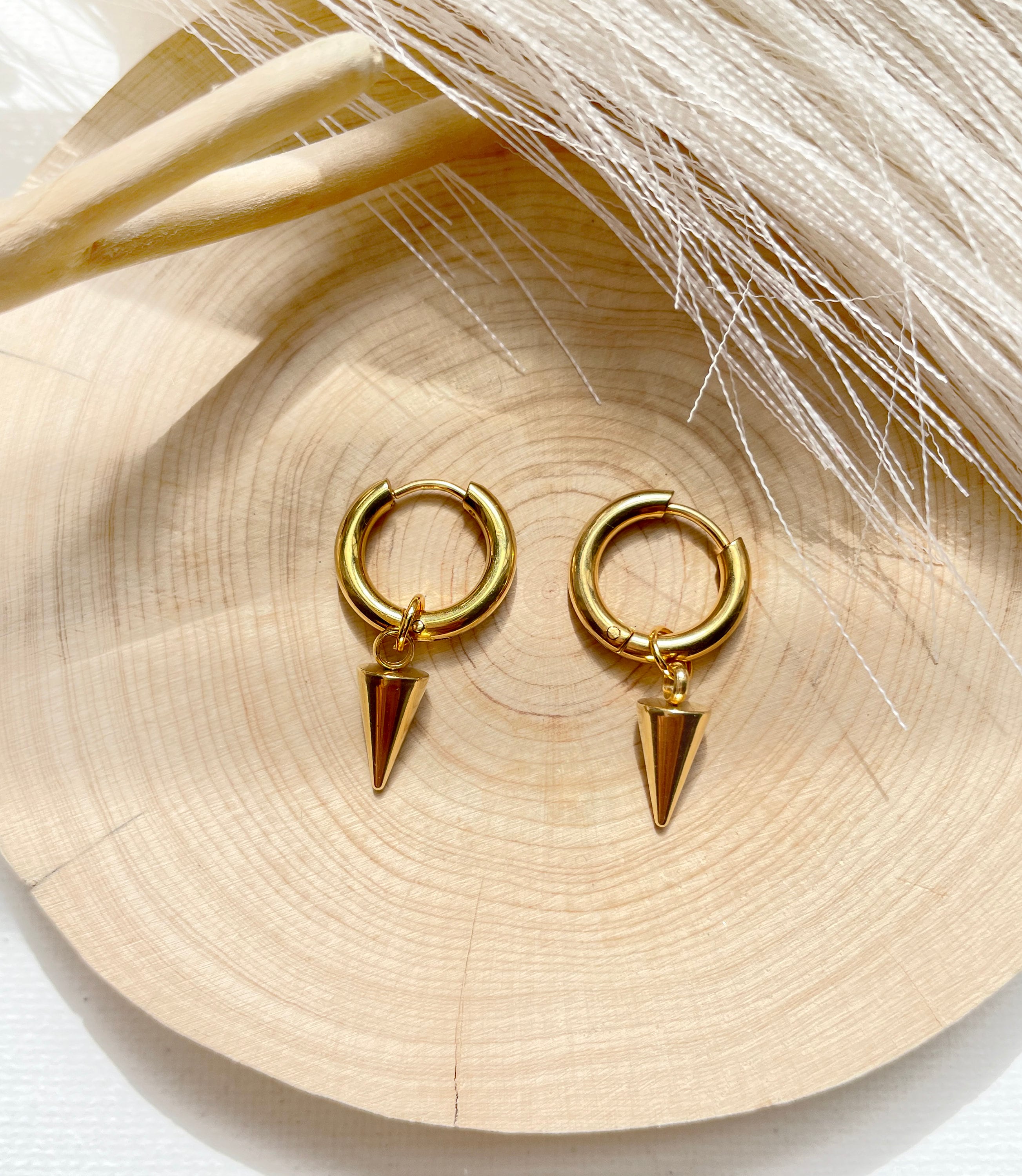 Small Gold Spike Hoop Earrings