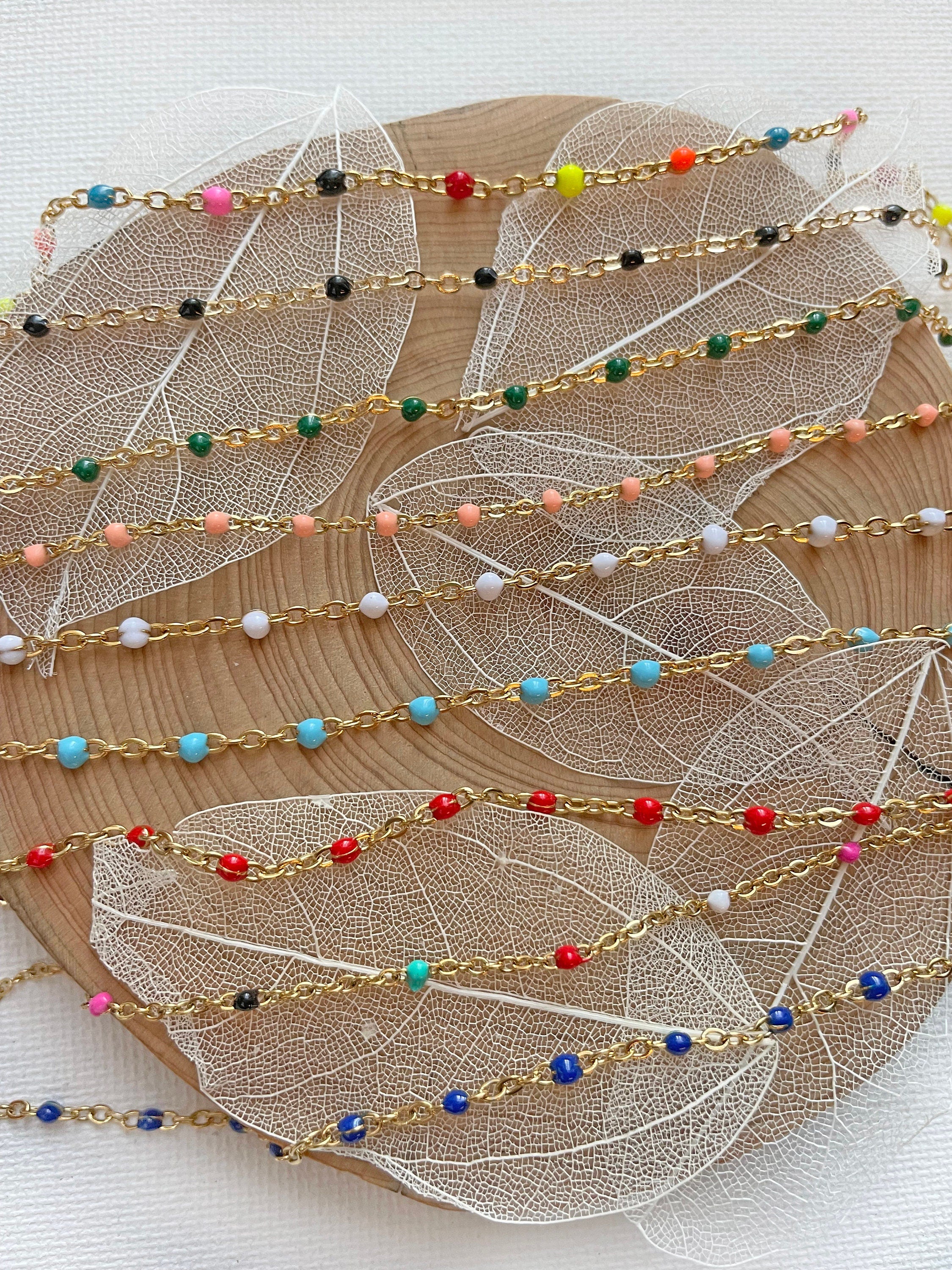 Beaded Dainty Enamel Bead Bracelet~ Layering bracelet