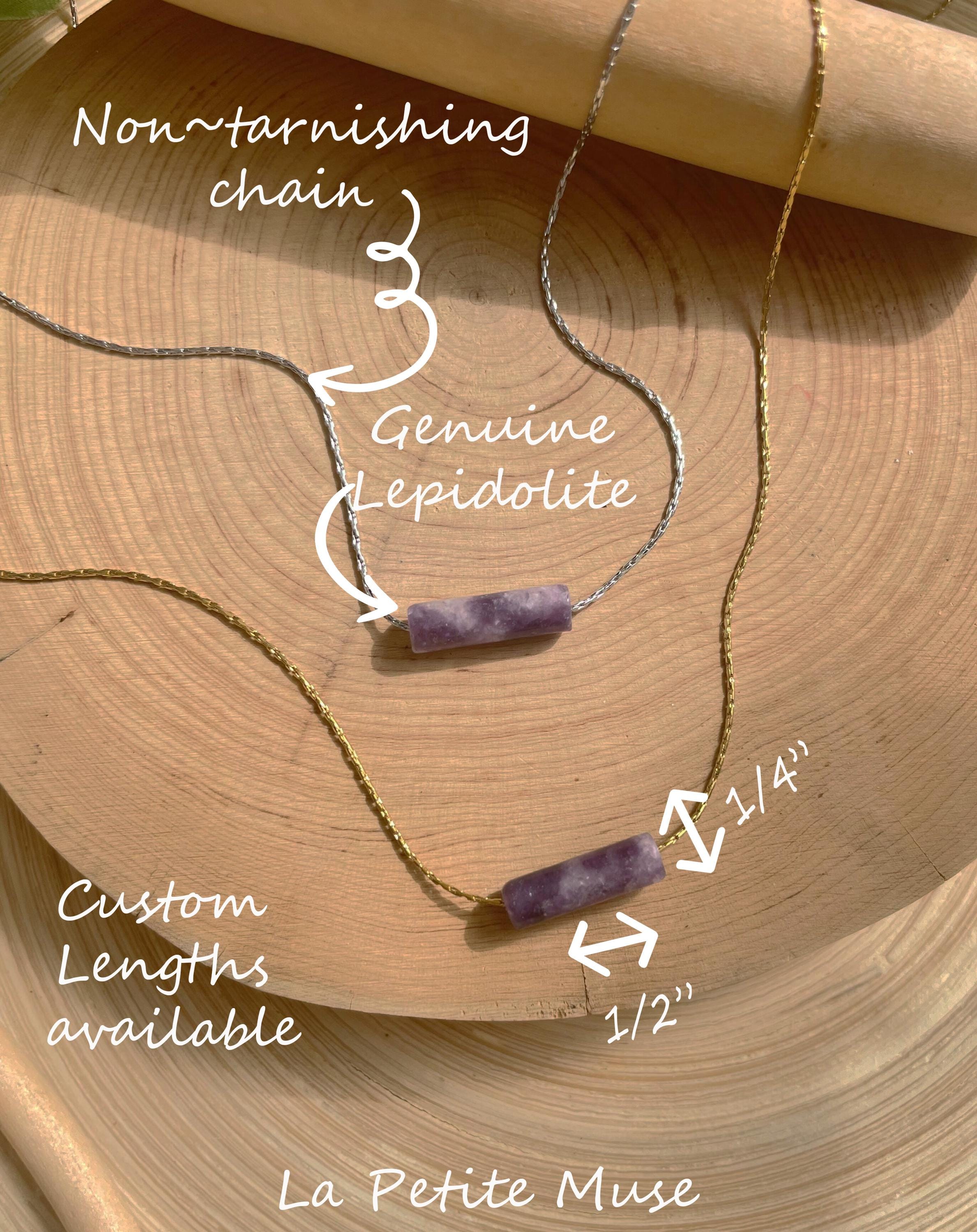 Lepidolite Minimalist Cylinder Necklace