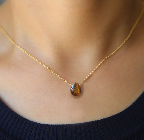 Tigers Eye Teardrop Necklace